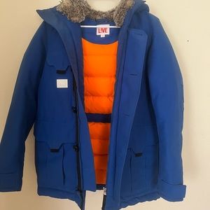 Mens Lacoste Live! Blue winter jacket size Small.